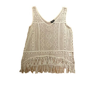 2/$15 A.N.A. Ivory crocheted tank NWOT